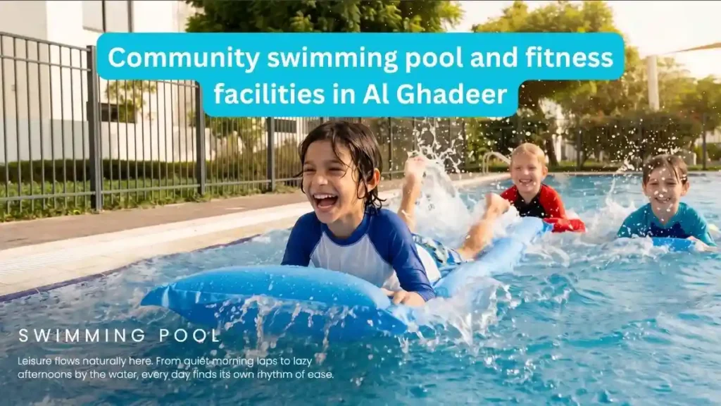 Community swimming pool and fitness facilities in Al Ghadeer