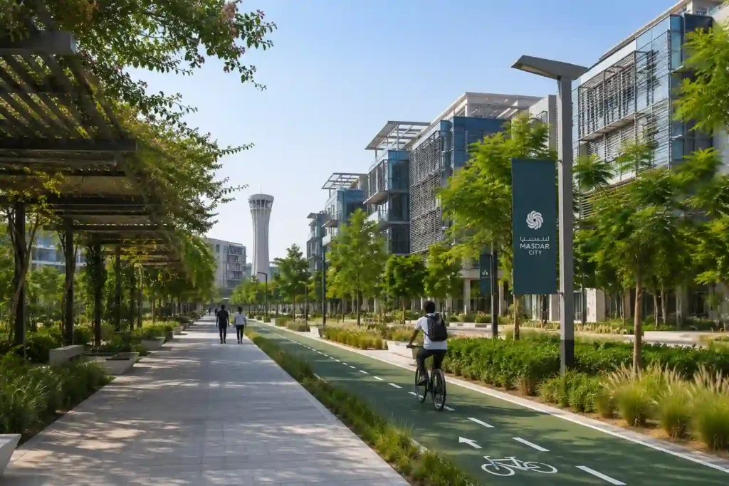 Walking and cycling paths in Masdar City Abu Dhabi