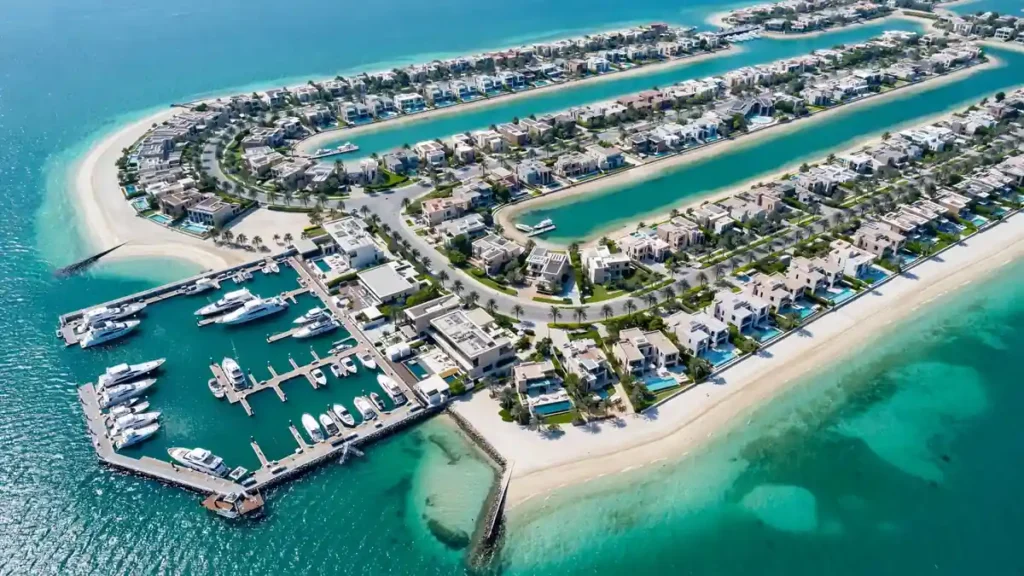 Aerial view of Ramhan Island Abu Dhabi luxury waterfront community
