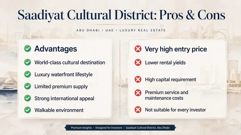 Saadiyat Cultural District real estate pros and cons