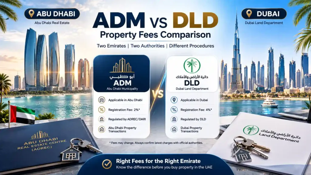 ADM vs DLD property fees Abu Dhabi and Dubai