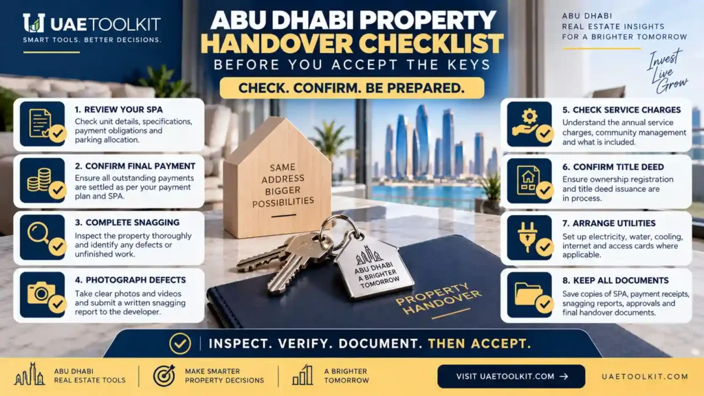 Abu Dhabi property handover checklist before accepting keys