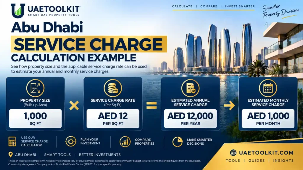 Abu Dhabi property service charge calculation example